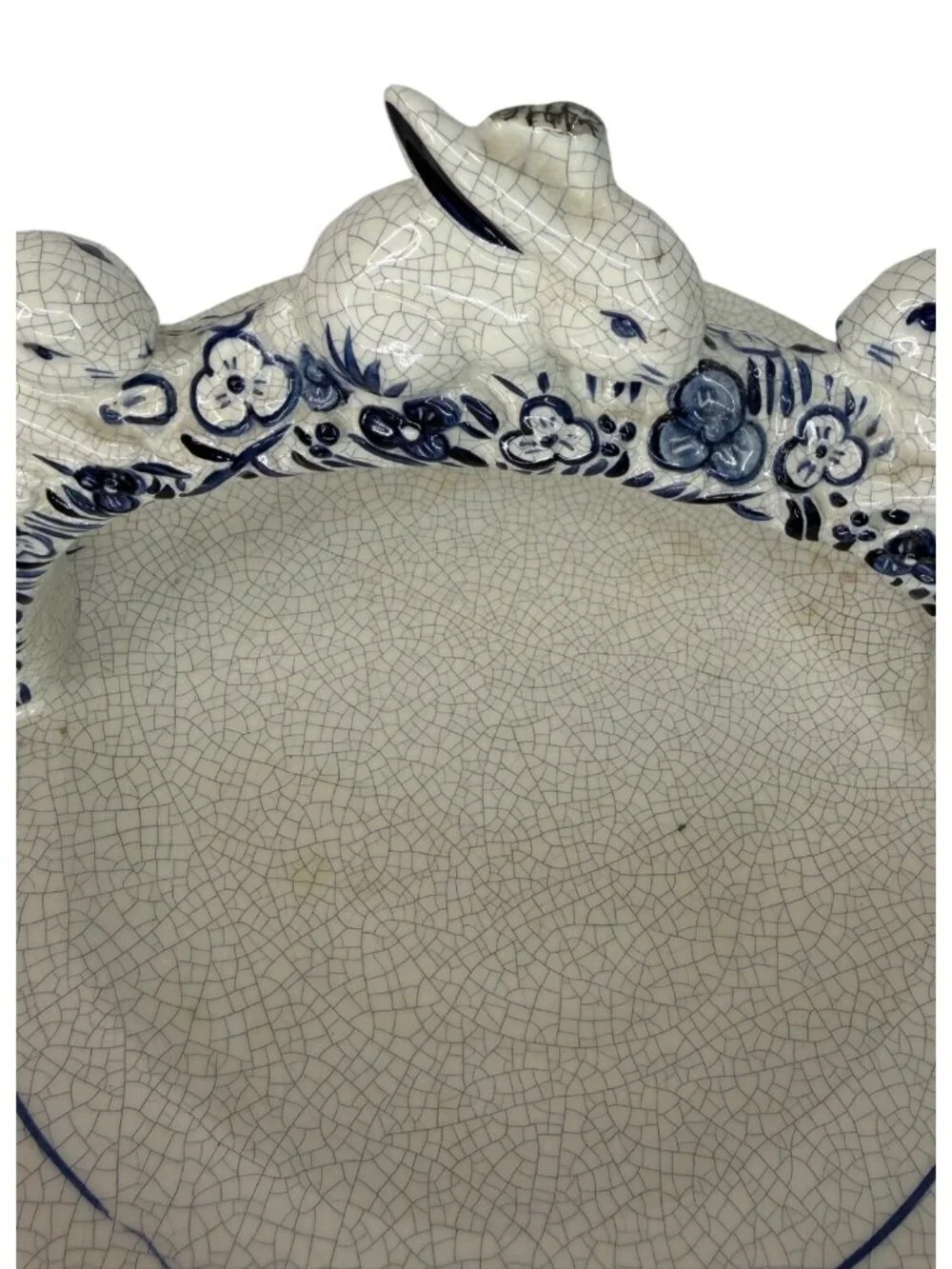 Vintage The Potting Shed Dedham Rabbit Handled Serving Tray Plate MC29 - Blue &